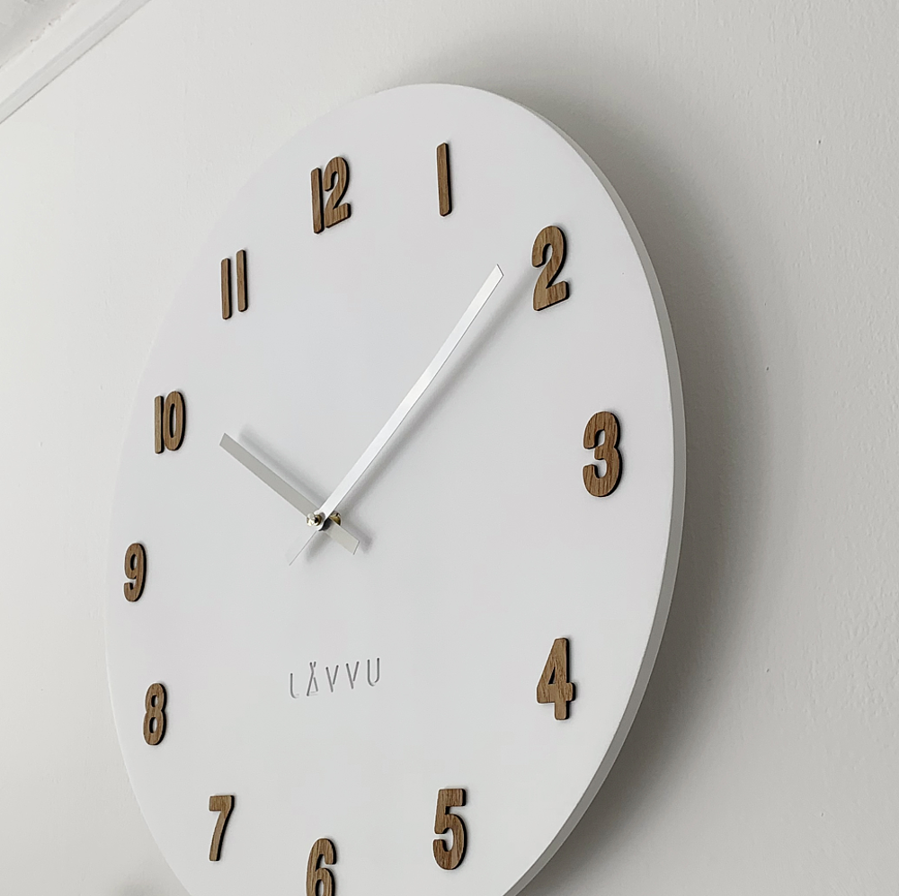 Velké bílé dřevěné hodiny LAVVU WHITE LCT4070