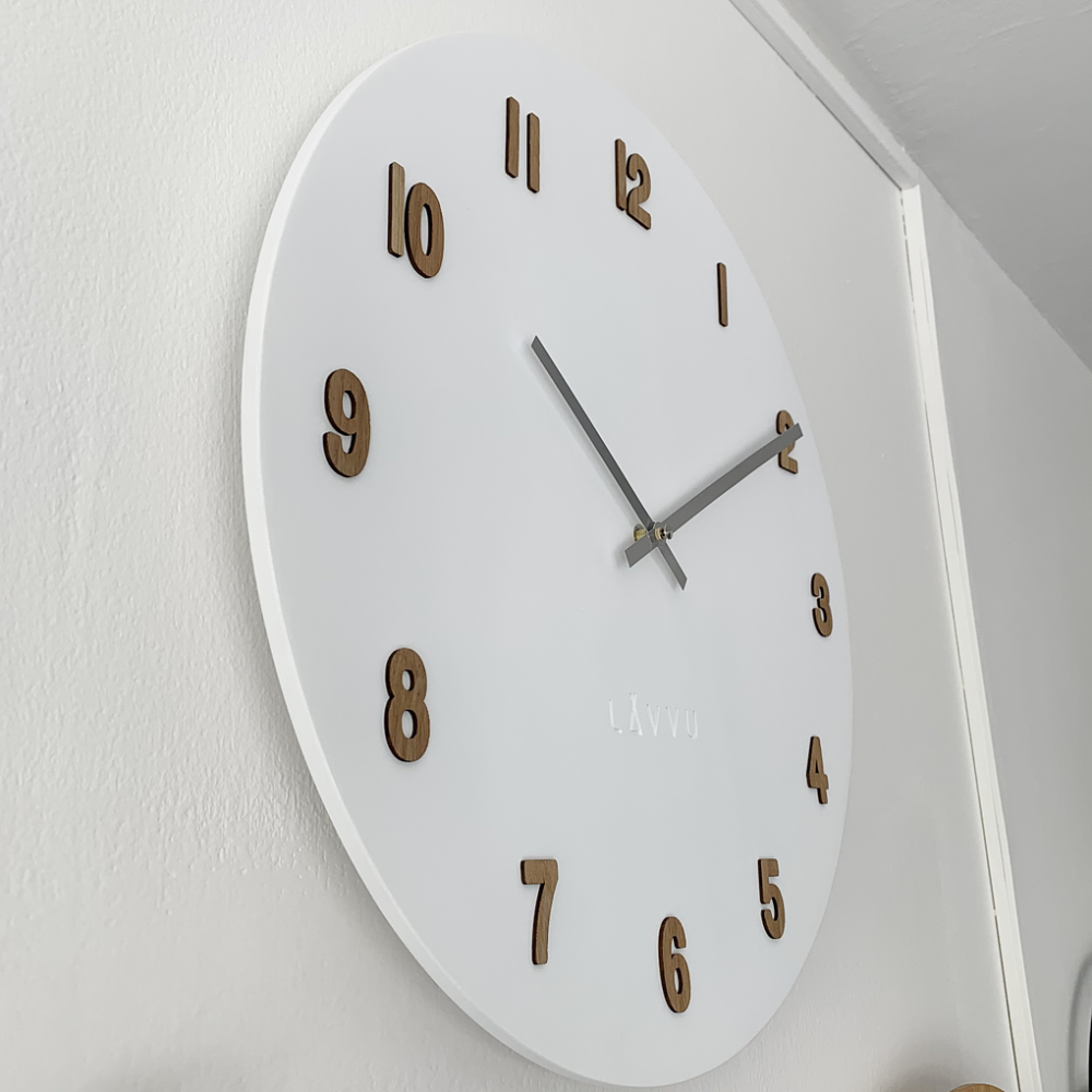 Velké bílé dřevěné hodiny LAVVU WHITE LCT4070