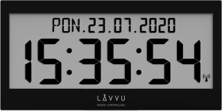 Černé digitální hodiny s češtinou LAVVU MODIG řízené rádiovým signálem LCX0011