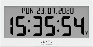 Bílé digitální hodiny s češtinou LAVVU MODIG řízené rádiovým signálem LCX0010